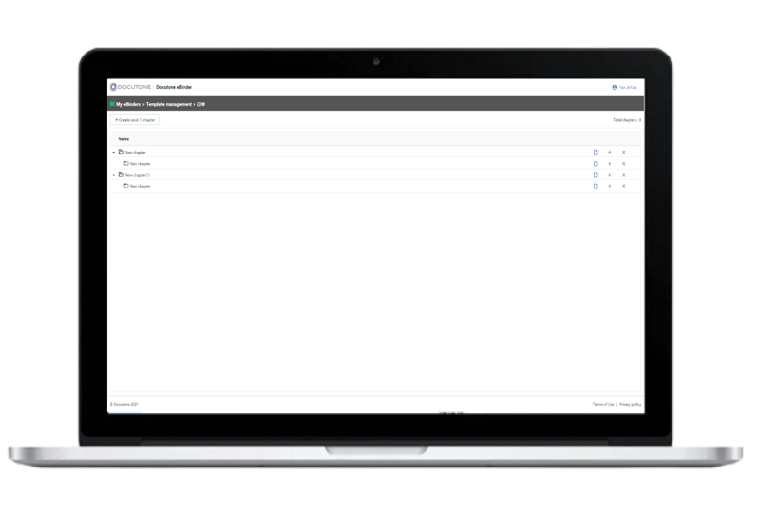 Docutone eBinder digital document compilation and management interface